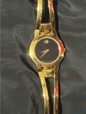 Movado Gold and Black Women's Bangle Watch